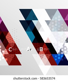 Banner de triángulo vectorial, formas geométricas coloridas con opción infográfica, diseño minimalista