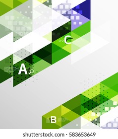 Vector triangle banner, colorful geometric shapes with option infographic, minimalistic design