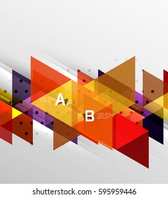 Vector triangle banner, colorful geometric shapes with option infographic, minimalistic design