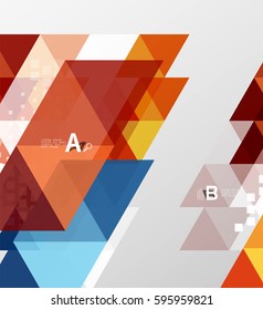 Vector triangle banner, colorful geometric shapes with option infographic, minimalistic design
