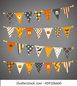 Vector triangle bunting flags. Halloween garland collection. 