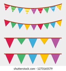 Vector triangle bunting and garland set 