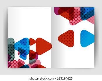 Vector triangle business annual report cover print template. Brochure template layout, abstract cover design annual report, magazine, flyer or booklet. Geometric background