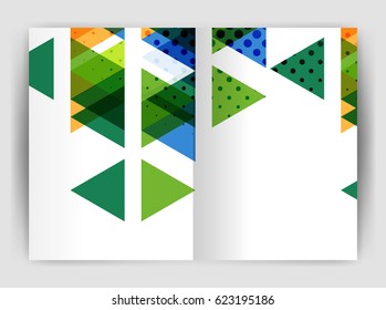 Vector triangle business annual report cover print template. Brochure template layout, abstract cover design annual report, magazine, flyer or booklet. Geometric background