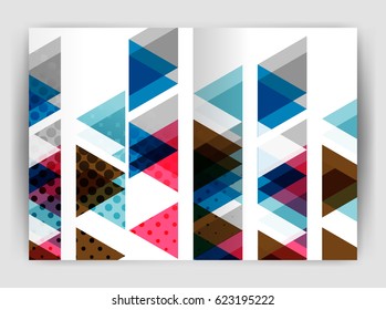 Vector triangle business annual report cover print template. Brochure template layout, abstract cover design annual report, magazine, flyer or booklet. Geometric background