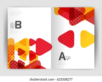 Vector triangle business annual report cover print template. Brochure template layout, abstract cover design annual report, magazine, flyer or booklet. Geometric background