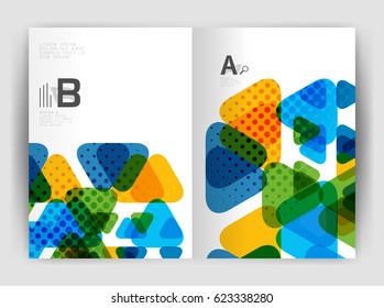 Plantilla de impresión del informe anual de la empresa de triángulo de vectores. Diseño de la plantilla de folleto, informe anual de diseño de portada abstracta, revista, folleto o folleto. Fondo geométrico