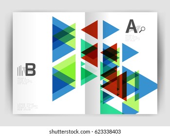 Plantilla de impresión del informe anual de la empresa de triángulo de vectores. Diseño de la plantilla de folleto, informe anual de diseño de portada abstracta, revista, folleto o folleto. Fondo geométrico