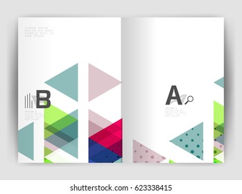 Vector triangle business annual report cover print template. Brochure template layout, abstract cover design annual report, magazine, flyer or booklet. Geometric background