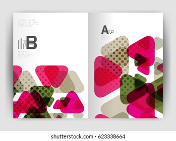 Vector triangle business annual report cover print template. Brochure template layout, abstract cover design annual report, magazine, flyer or booklet. Geometric background