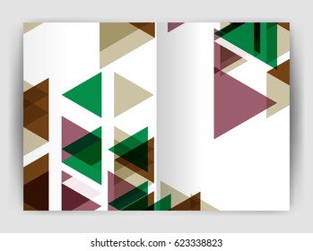 Vector triangle business annual report cover print template. Brochure template layout, abstract cover design annual report, magazine, flyer or booklet. Geometric background