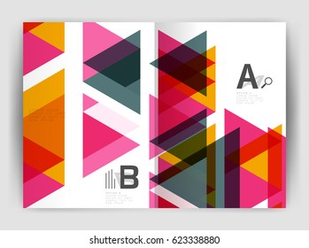Vector triangle business annual report cover print template. Brochure template layout, abstract cover design annual report, magazine, flyer or booklet. Geometric background
