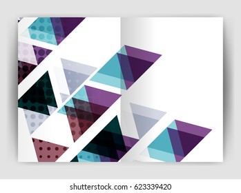 Vector triangle business annual report cover print template. Brochure template layout, abstract cover design annual report, magazine, flyer or booklet. Geometric background