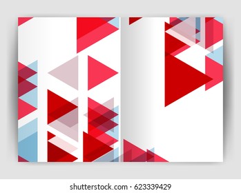 Vector triangle business annual report cover print template. Brochure template layout, abstract cover design annual report, magazine, flyer or booklet. Geometric background
