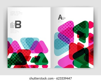 Vector triangle business annual report cover print template. Brochure template layout, abstract cover design annual report, magazine, flyer or booklet. Geometric background