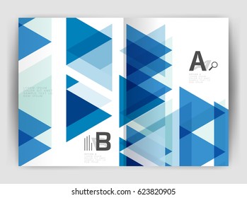 Vector triangle business annual report cover print template. Brochure template layout, abstract cover design annual report, magazine, flyer or booklet. Geometric background