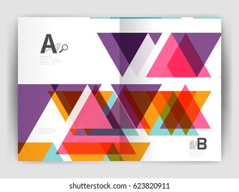 Vector triangle business annual report cover print template. Brochure template layout, abstract cover design annual report, magazine, flyer or booklet. Geometric background