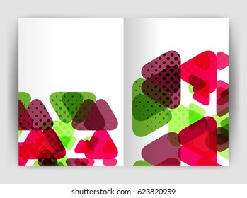 Vector triangle business annual report cover print template. Brochure template layout, abstract cover design annual report, magazine, flyer or booklet. Geometric background