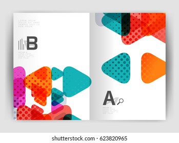 Vector triangle business annual report cover print template. Brochure template layout, abstract cover design annual report, magazine, flyer or booklet. Geometric background