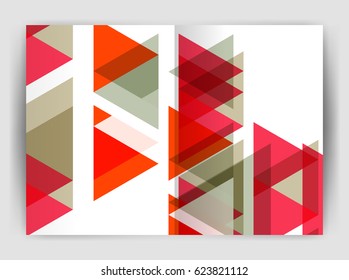 Vector triangle business annual report cover print template. Brochure template layout, abstract cover design annual report, magazine, flyer or booklet. Geometric background