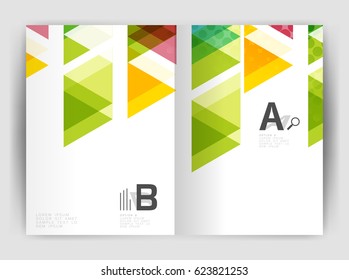 Vector triangle business annual report cover print template. Brochure template layout, abstract cover design annual report, magazine, flyer or booklet. Geometric background