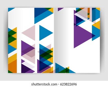 Vector triangle business annual report cover print template. Brochure template layout, abstract cover design annual report, magazine, flyer or booklet. Geometric background