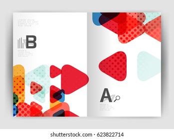 Vector triangle business annual report cover print template. Brochure template layout, abstract cover design annual report, magazine, flyer or booklet. Geometric background