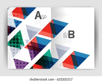 Vector triangle business annual report cover print template. Brochure template layout, abstract cover design annual report, magazine, flyer or booklet. Geometric background