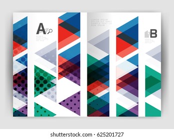 Plantilla de impresión del informe anual de la empresa de triángulo de vectores. Diseño de la plantilla de folleto, informe anual de diseño de portada abstracta, revista, folleto o folleto. Fondo geométrico