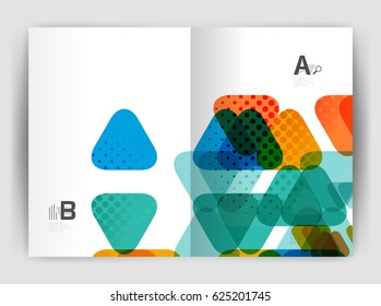 Vector triangle business annual report cover print template. Brochure template layout, abstract cover design annual report, magazine, flyer or booklet. Geometric background