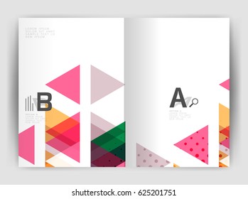 Vector triangle business annual report cover print template. Brochure template layout, abstract cover design annual report, magazine, flyer or booklet. Geometric background