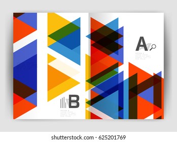 Vector triangle business annual report cover print template. Brochure template layout, abstract cover design annual report, magazine, flyer or booklet. Geometric background