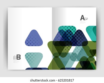 Vector triangle business annual report cover print template. Brochure template layout, abstract cover design annual report, magazine, flyer or booklet. Geometric background