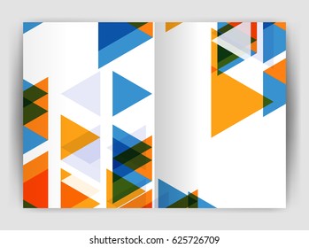 Vector triangle business annual report cover print template. Brochure template layout, abstract cover design annual report, magazine, flyer or booklet. Geometric background