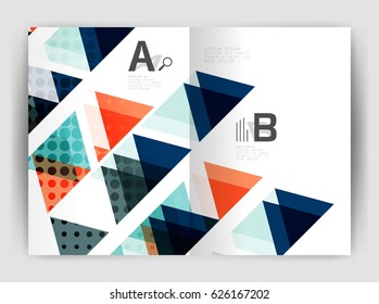 Vector triangle business annual report cover print template. Brochure template layout, abstract cover design annual report, magazine, flyer or booklet. Geometric background