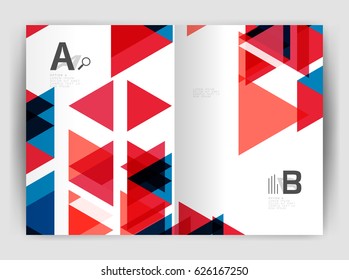 Vector triangle business annual report cover print template. Brochure template layout, abstract cover design annual report, magazine, flyer or booklet. Geometric background