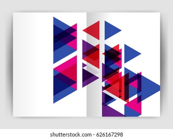 Vector triangle business annual report cover print template. Brochure template layout, abstract cover design annual report, magazine, flyer or booklet. Geometric background