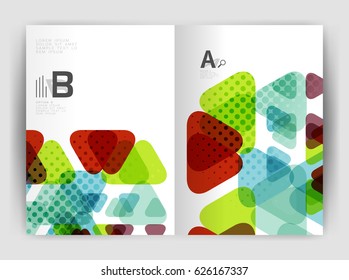 Vector triangle business annual report cover print template. Brochure template layout, abstract cover design annual report, magazine, flyer or booklet. Geometric background