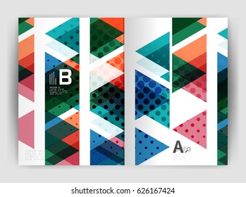 Vector triangle business annual report cover print template. Brochure template layout, abstract cover design annual report, magazine, flyer or booklet. Geometric background