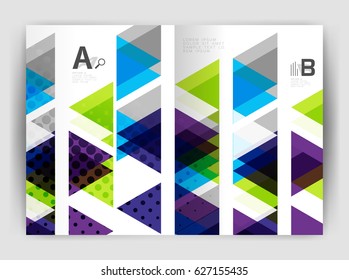 Vector triangle business annual report cover print template. Brochure template layout, abstract cover design annual report, magazine, flyer or booklet. Geometric background