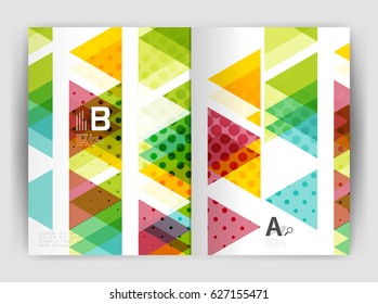 Vector triangle business annual report cover print template. Brochure template layout, abstract cover design annual report, magazine, flyer or booklet. Geometric background