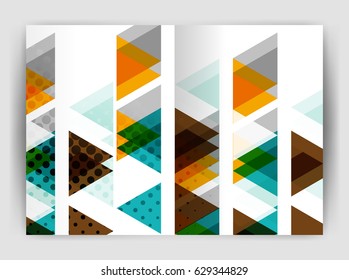 Vector triangle business annual report cover print template. Brochure template layout, abstract cover design annual report, magazine, flyer or booklet. Geometric background