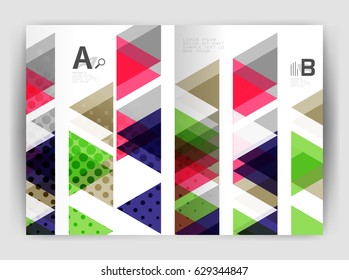 Vector triangle business annual report cover print template. Brochure template layout, abstract cover design annual report, magazine, flyer or booklet. Geometric background