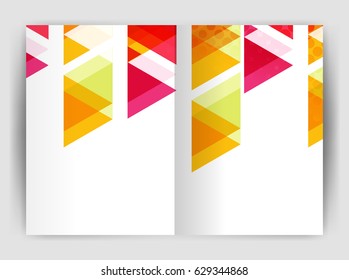 Vector triangle business annual report cover print template. Brochure template layout, abstract cover design annual report, magazine, flyer or booklet. Geometric background