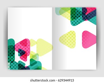 Vector triangle business annual report cover print template. Brochure template layout, abstract cover design annual report, magazine, flyer or booklet. Geometric background