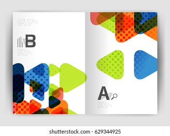 Vector triangle business annual report cover print template. Brochure template layout, abstract cover design annual report, magazine, flyer or booklet. Geometric background