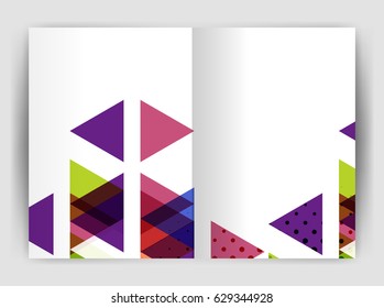 Vector triangle business annual report cover print template. Brochure template layout, abstract cover design annual report, magazine, flyer or booklet. Geometric background