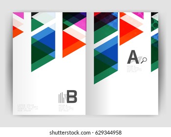 Vector triangle business annual report cover print template. Brochure template layout, abstract cover design annual report, magazine, flyer or booklet. Geometric background