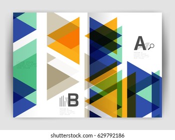 Vector triangle business annual report cover print template. Brochure template layout, abstract cover design annual report, magazine, flyer or booklet. Geometric background
