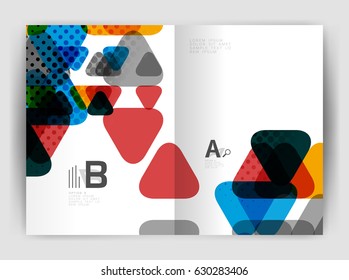 Vector triangle business annual report cover print template. Brochure template layout, abstract cover design annual report, magazine, flyer or booklet. Geometric background